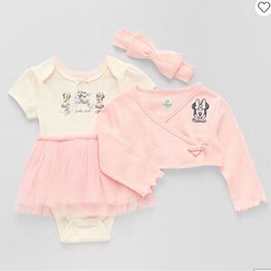 Disney Baby Girls 3-pc. Crew Neck Short Sleeve Minnie Mouse Bodysuit Set - 12M